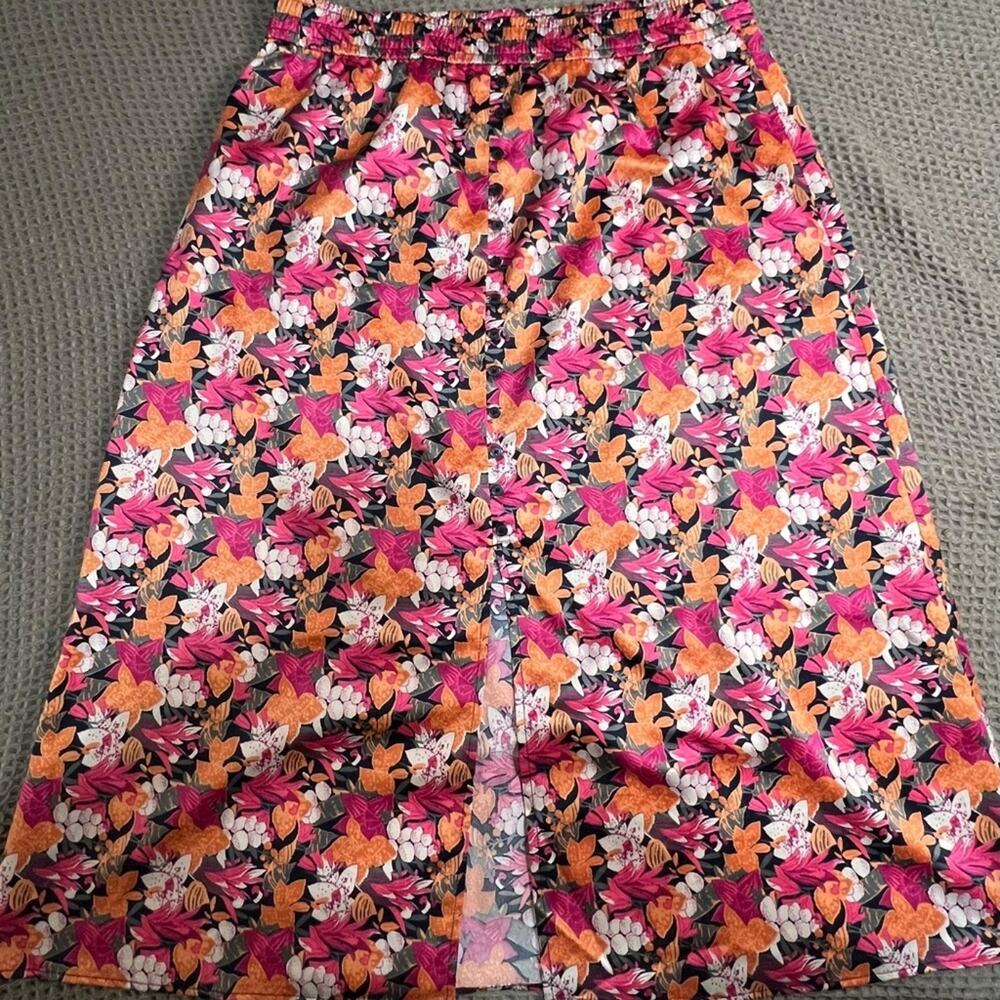 LOFT‎ Maxi cut Colorful Floral Skirt Size Large #162